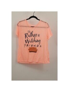 Friends Womens I'd Rather Be Watching Graphic T-Shirt Short Sleeve Size M Orange